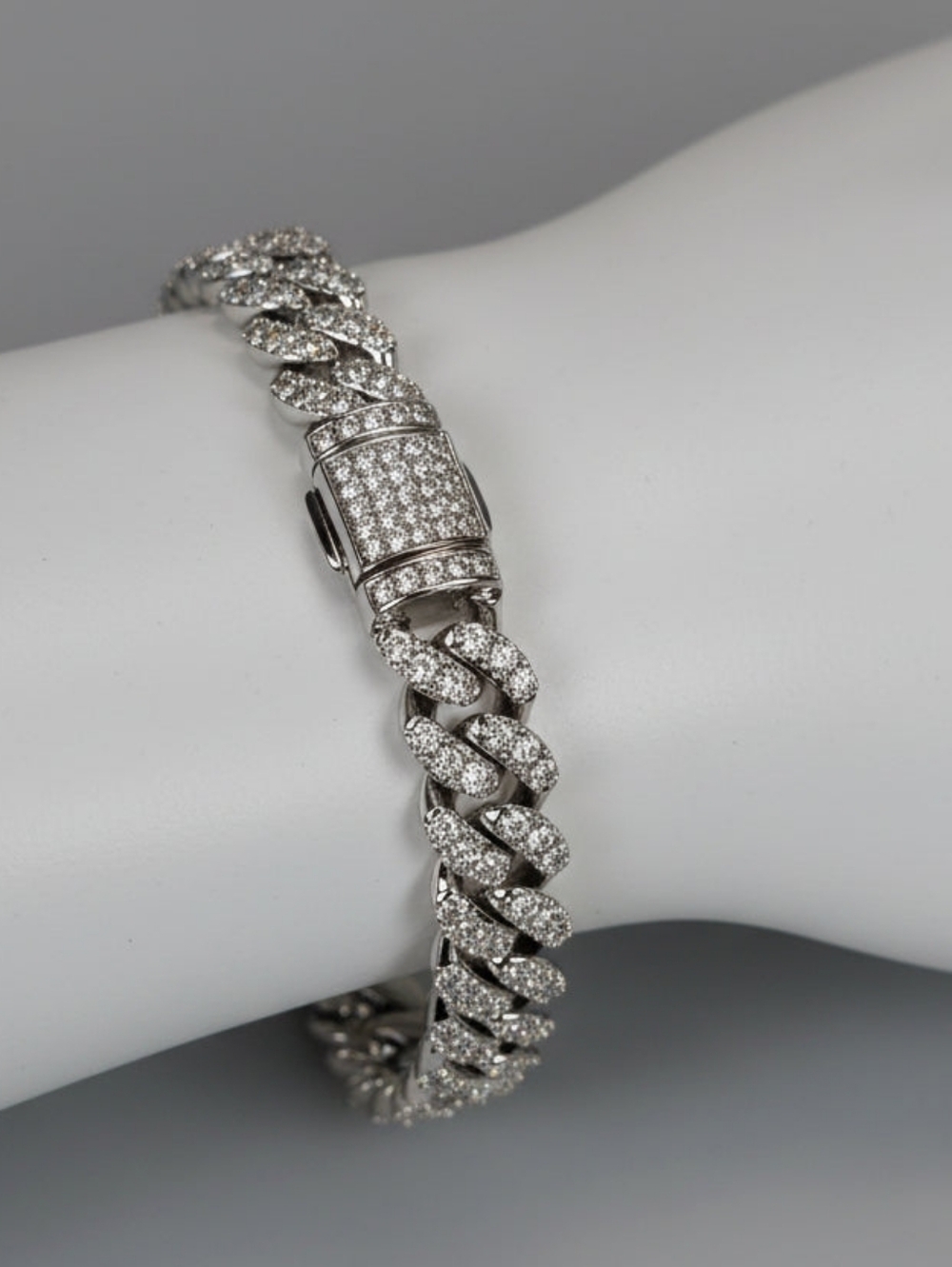 8mm Miami Cuban (18K White Gold + 5A VVS) 7inch Bracelet 5x plating E-COATING
